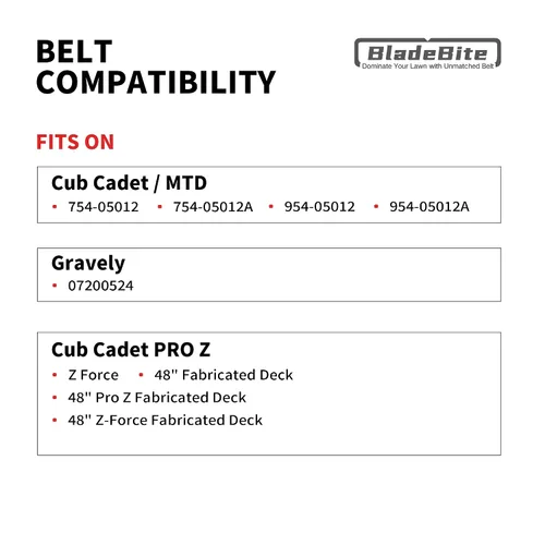 Vista 3 de Cinturón de cubierta de 48 pulgadas 954-05012A / cable de Kevlar / 1/2 x 137 pulgadas - Compatible con Cub Cadet/MTD 754-05012, 754-05012A