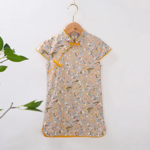 Vista 2 de Qipao - Vestido chino Cheongsam para niños, conjunto de ropa para fotografía, accesorios para fotos