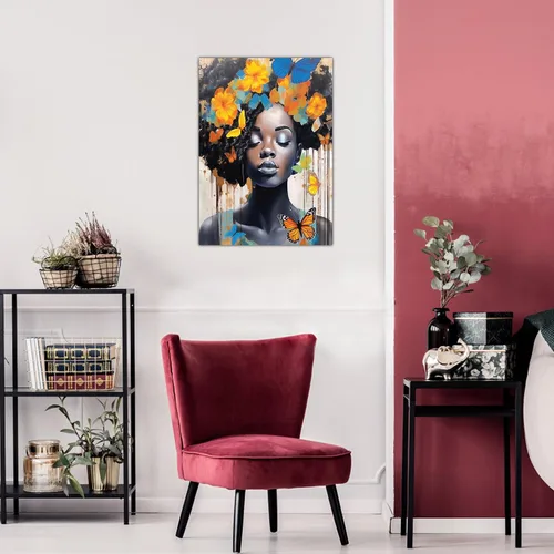 Vista 98 de Arte de pared afroamericano, decoración de rey y reina bailarín negro para sala de estar, arte de pareja de amor negro para dormitorio, lienzo