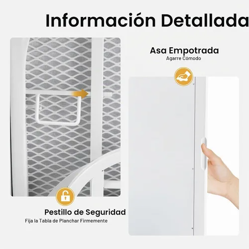 Vista 8 de Armario de tabla de planchar montado en la pared con estantes de almacenamiento y puerta, tabla de planchar plegable integrada, estación
