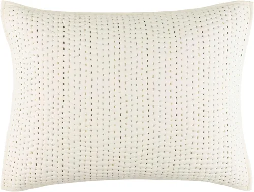 Vista 2 de Pine Cone Hill TAFT - Funda de almohada acolchada neutra, tamaño estándar, patrón de rayas multi/blancas