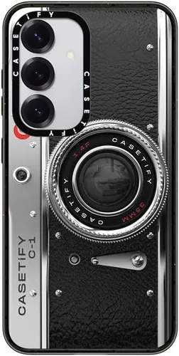 Vista 43 de CASETiFY Funda de impacto para Galaxy S22+ - Adhesivo Aries Moross, color negro transparente