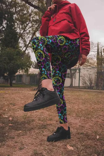 Vista 6 de sissycos - Leggings suaves como la seda y elásticos para mujer, con estampado salpicado artístico y estilo de años ochenta