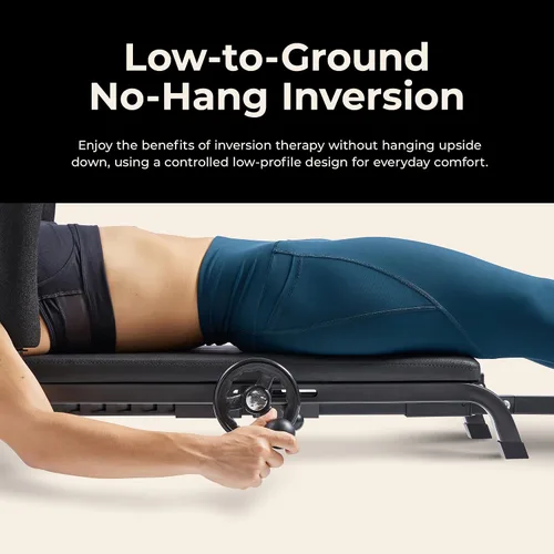 Vista 3 de Sunny Health & Fitness No-Hang Traction & Inversion Decompression Table for Back Pain Relief, Adjustable Stretch Bench, 400 LB Capacity