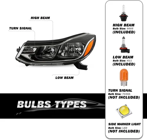 Vista 2 de SOCKIR Conjunto de faros delanteros Compatible con 2017-2022 Chevy TRAX sin DRL LED, no proyector, halógeno de reemplazo estilo OE, lámparas
