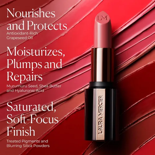 Vista 6 de Laura Mercier Caviar Hydra Crème Lipstick, hidratación de 16 horas y reparación de la barrera labial, uso todo el día, voluminizador, a prueba