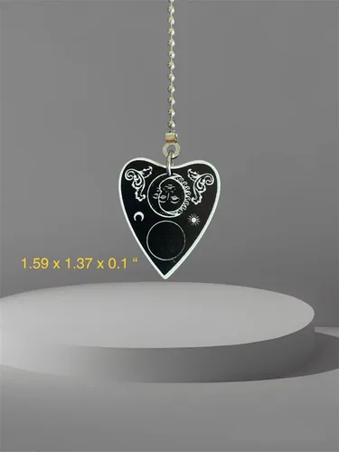 Vista 3 de Juego de cadena de acrílico blanco y negro con tablero de Ouija y ventilador de planchette