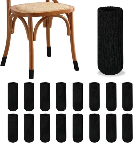 Vista 17 de 8 PCs Calcetines para Patas de Muebles - Calcetines Negros de Alta Elasticidad para Muebles, Protectores de Piso de Patas de Silla Tejidos, Juego