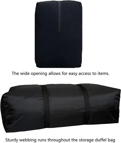 Vista 3 de Bolsa de lona de almacenamiento extra grande para viajes, bolsa de lona de viaje gigante de gran tamaño negra