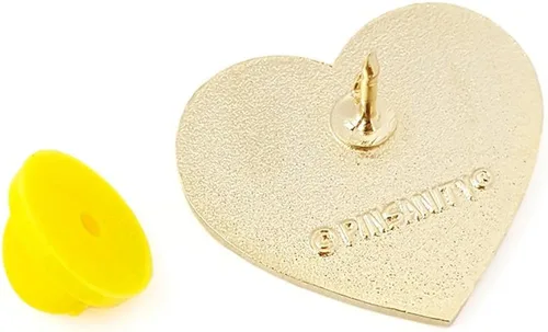 Vista 3 de Pinsanity Pin de solapa esmaltado de corazón con purpurina roja para el día de San Valentín, Rojo