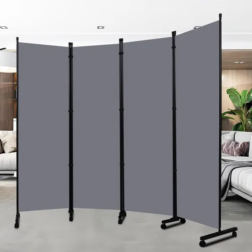 Vista 10 de Room Divider Large 1 Panel Privacy Screen,Portable Room Partition on Wheels Beige