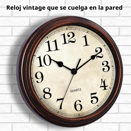 Vista 3 de Reloj de pared de 9 pulgadas, silencioso sin tictac, clásico, funciona con pilas, decorativo para sala de estar, dormitorio, baño, cocina y oficina
