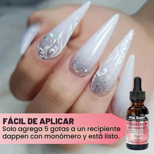 Vista 6 de Mia Secret Monomer Drops - Aroma de durazno - 1 oz - Neutralizador de olores - Acrílico líquido