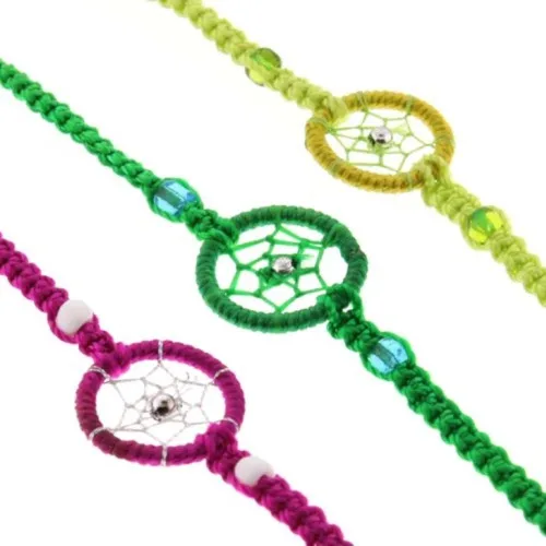 Vista 3 de # 91Fifty Pack Woven Dream Catcher pulseras de la amistad Varios colores Perú Arte