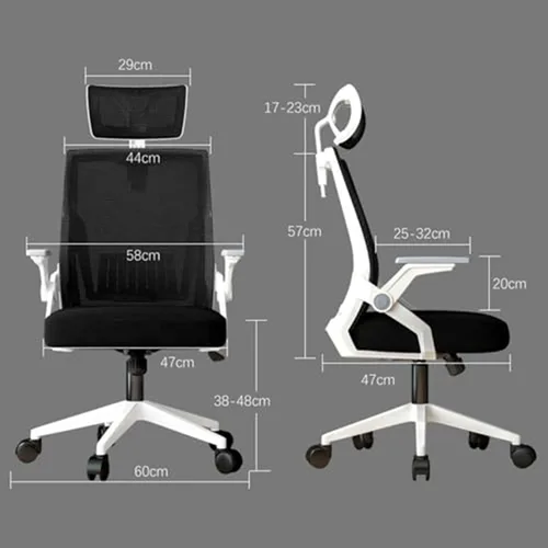 Vista 2 de Ergonomic Desk Office Chair with Adjustable Lumbar Support, High Back Mesh Computer Chair with Headrest and Flip-up Armrests Task Chair for Home