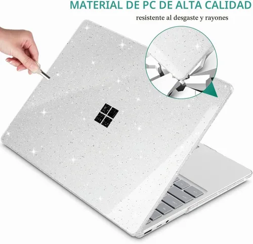 Vista 5 de May Chen Funda compatible con laptop Microsoft Surface de 13.5" 5/4/3 con reposamanos de metal modelo 1951/1868, carcasa rígida de plástico