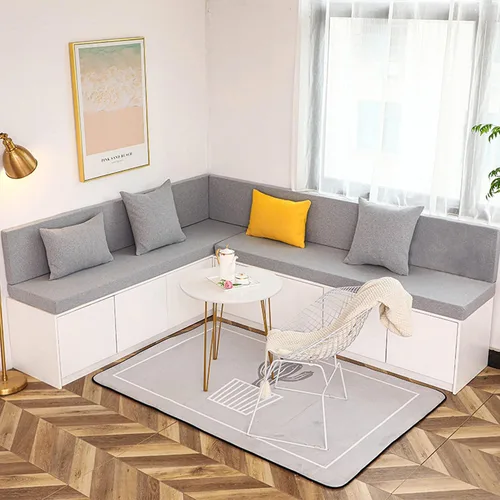 Vista 6 de Elegante cojín de banco de color sólido con lazos, cojín antideslizante para banco de interiores y exteriores, cojín de muebles de patio, cojín