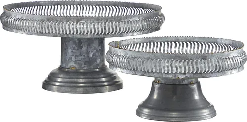 Vista 4 de Deco 79 Soporte de metal galvanizado para tartas, juego de 2 12", 16"W, gris