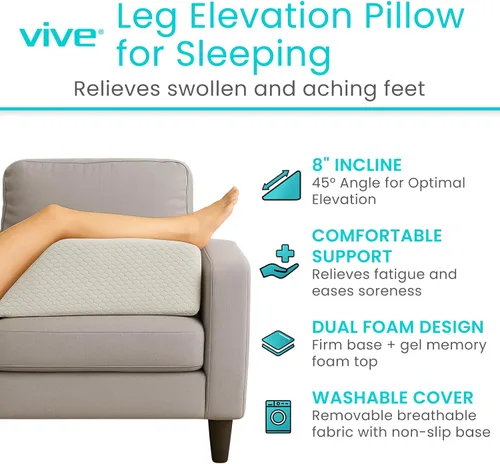 Vista 2 de Xtra-Comfort Almohada de elevación de piernas para dormir, hinchazón, poscirugía – Almohada de espuma viscoelástica – Cojín de apoyo para embarazo