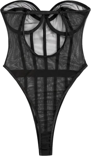 Vista 2 de WDIRARA Body ajustado de malla sin tirantes para mujer