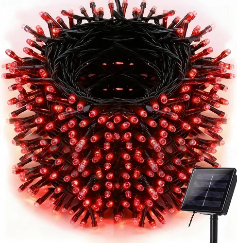Vista 9 de Luces solares de Navidad para exteriores, tira de luces de 33 pies con 100 luces LED con 8 modos, luces de hadas impermeables para Navidad