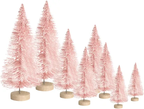 Vista 15 de Árbol de Navidad artificial con 4 tamaños, árbol de Navidad con base de madera para decoración de mesa del hogar, adornos de Navidad, decoraciones