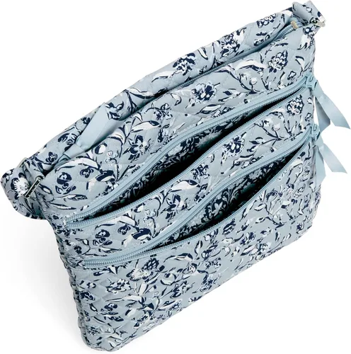 Vista 4 de Bolso cruzado hipster de algodón con triple cremallera para mujer