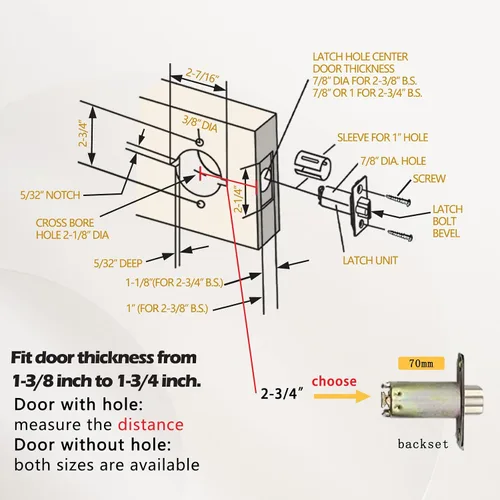 Vista 8 de ANSI Grado 2 Manija de Puerta de Entrada Comercial con Llave, Certificada UL, Cumple ADA, Cromo Satinado 26D, GRD2-72ET-1P