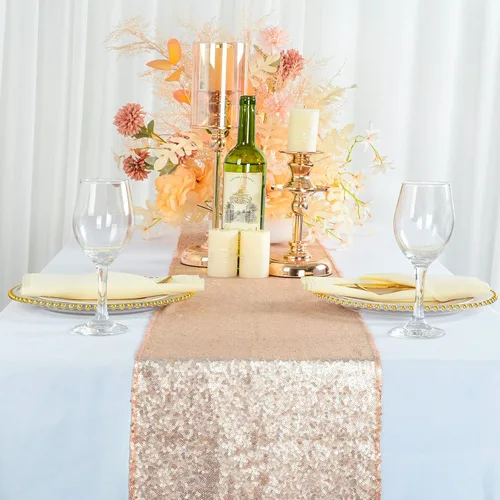 Vista 4 de Caminos de mesa ShinyBeauty rectangular de lentejuelas, para boda, fiesta, decoración (12 x 72 pulgadas)