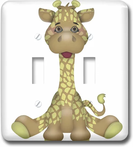 Vista 3 de 3dRose Cute Brown and Light Green Baby Giraffe Sitting 2 plug outlet cover