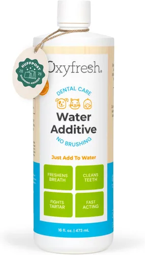 Vista 8 de Oxyfresh Premium Cuidado dental para mascota, aditivo para el agua, elimina el mal aliento, combate sarro, placa, solo tienes que añadirla al agua