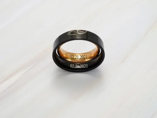 Vista 6 de Pinky Promise Couple Ring, Matching Initial Couple Ring Set, Custom Engraved Engagement Jewelry