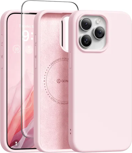 Vista 201 de GONEZ Funda magnética para iPhone 12 Case / 12 Pro Case, compatible con MagSafe, [protector de pantalla + protector de lente de cámara], funda