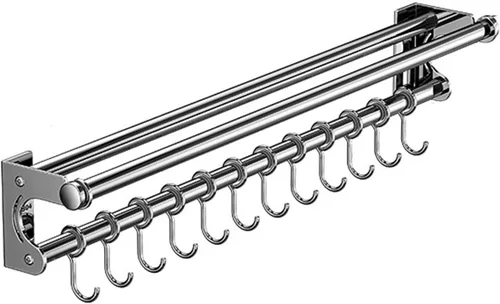 Vista 10 de Soporte de pared para cuchillos colgantes de pared, ahorra espacio, con ganchos, organizador de cocina, estante de almacenamiento para utensilios