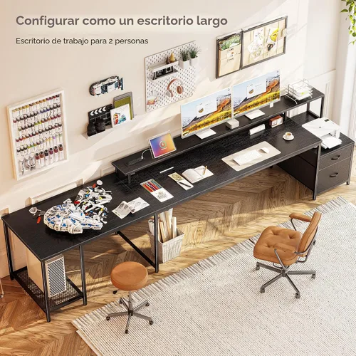 Vista 7 de PRAISUN Escritorio para juegos en forma de L de 66 pulgadas con luces LED y Negro