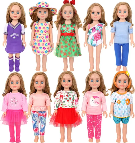 Vista 10 de MSYO 10 juegos (19 piezas) de ropa de muñeca para muñecas de 17 a 18 pulgadas, trajes diversos