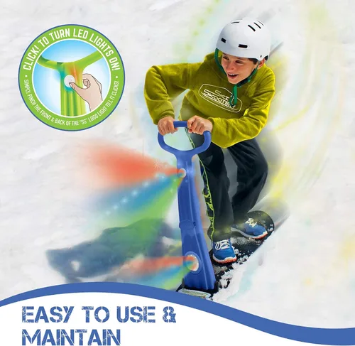 Vista 5 de Geospace Winter Fun - Patinete de nieve plegable, patinaje de esquí, trineo de nieve, snowboard para niños con 2 luces LED, tabla de arena portátil