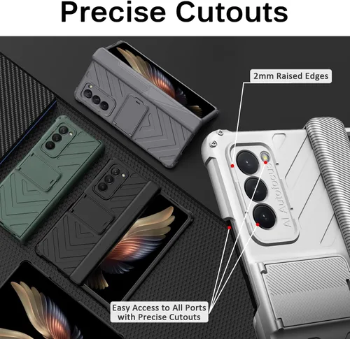 Vista 4 de Miimall Funda compatible con Z Fold 2, Galaxy Z Fold 2, protección magnética de bisagra, soporte ajustable, policarbonato duro, todo incluido, funda