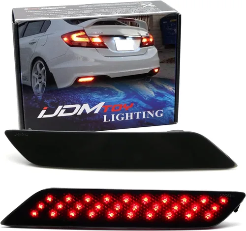 Vista 10 de iJDMTOY Lentes rojas 60-SMD LED Reflector de parachoques compatibles con Honda Civic Sedan 2013-2015, funciona como faros antiniebla traseros