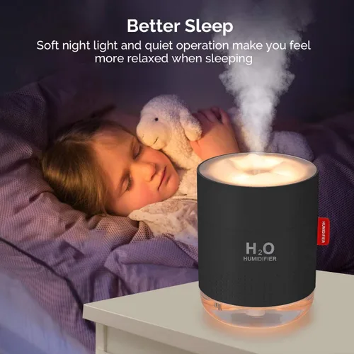 Vista 3 de Mini humidificador portátil de niebla fría, humidificador de escritorio personal USB de 16.9 fl oz para dormitorio de bebé, viajes, oficina, hogar
