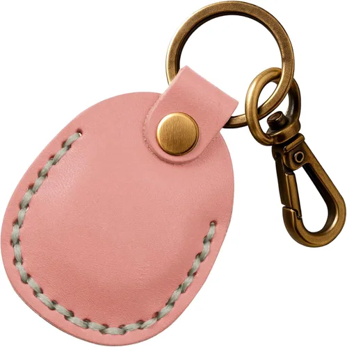 Vista 13 de Llavero de Airtag de cuero genuino, llavero portátil de Air tag con anillos para llaves, funda de cobertura oculta completa compatible con Airtag
