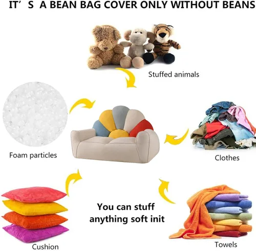 Vista 3 de HWOEK Lazy Sofa puff con reposapiés – sin relleno, funda suave para puf, almacenamiento de animales de peluche o asiento de tumbona de espuma