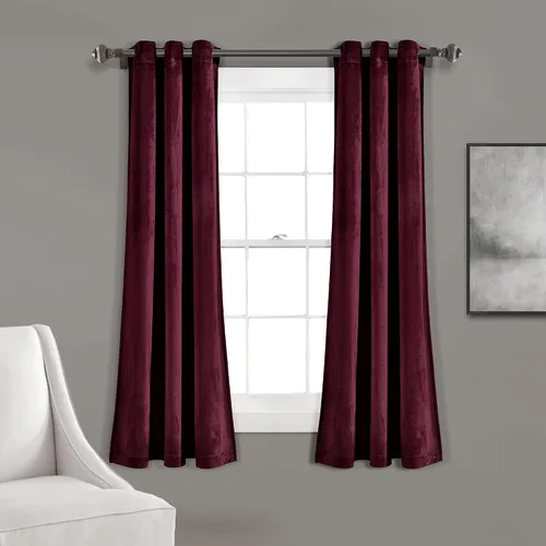 Vista 11 de Lush Decor Prima Velvet - Par de paneles de cortinas de ventana de terciopelo sólido con filtro de luz, 38" de ancho x 84" de largo, negro