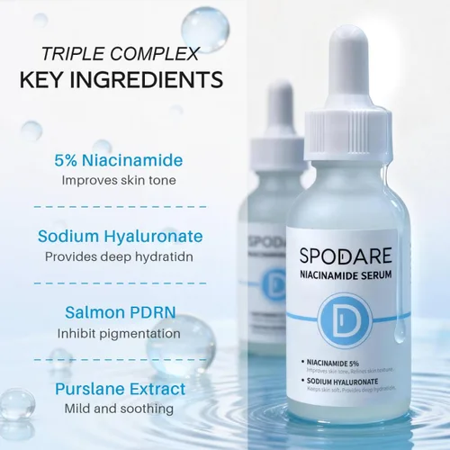Vista 3 de SPODARE Suero de niacinamida, hialuronato de sodio, Salmon PDRN, 1.01 fl.oz Suero facial, cuidado hidratante y suavizante, mejora el tono de la piel