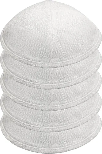 Vista 3 de Paquete de 5 piezas – Hq Satin/Lino/Velvet/Seda Cruda/Gamuza Kippah para hombre, sombrero Yamaka diseñado en Israel – Kippot Bulk