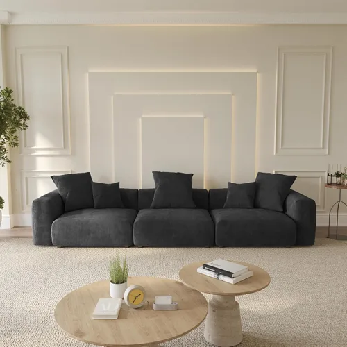 Vista 37 de WJShome Cloud Couch Sofá Seccional Modular, Sofá en Forma de L de 102 pulgadas con Otomana, Sofá de Pana Beige de 3 Asientos, Sofá Seccional