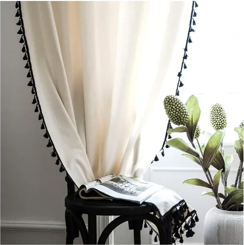 Vista 4 de Borla con flecos de 20 yardas, cinta de encaje de algodón para accesorios de costura, manualidades y decoración del hogar (negro)