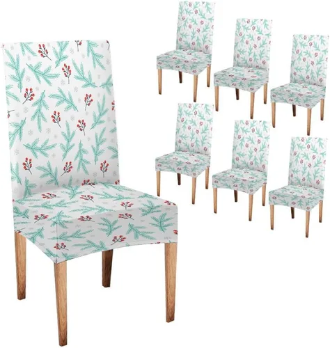 Vista 135 de CAPSCEOLL Christmas Dining Chair Covers,Snowflakes Festive Winter Pattern Stretch Chair Covers for Dining Room Set of 2 Washable Spandex Parson