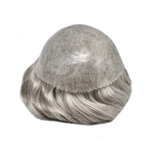 Vista 160 de Toupee para hombre 100% cabello humano real tupé para hombres 0.004 in piel de poliuretano para hombre, sistema de reemplazo de piezas de pelo