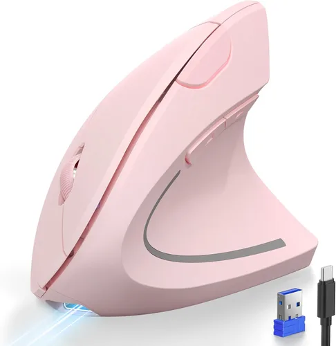 Vista 14 de TECKNET Ratón Ergonómico, Ratones Verticales Recargables 2.4G+Bluetooth 6 DPI Ajustables, Ratón Óptico Inalámbrico para Túnel Carpiano Mano Derecha